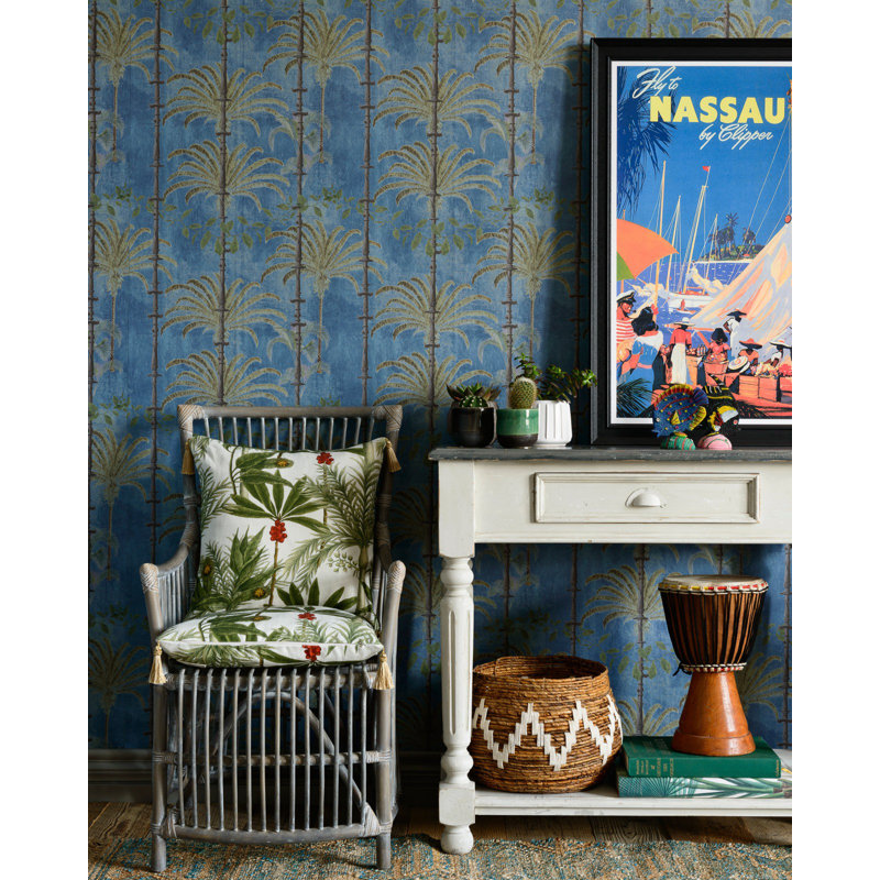 Cubana Floral Wallpaper Roll, Blue/Green/Brown