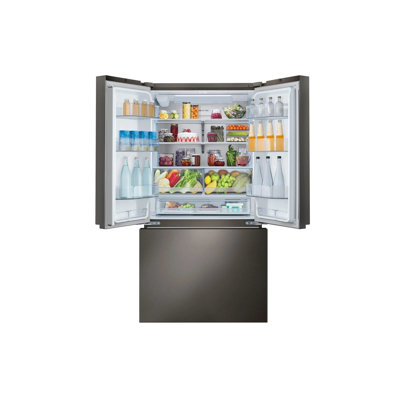 36" Wide, 27 cu ft. 3 Door French Door, Pocket Handle, C/Depth Refrigerator with Internal Water Dispenser, PrintProof Black Stainless Steel