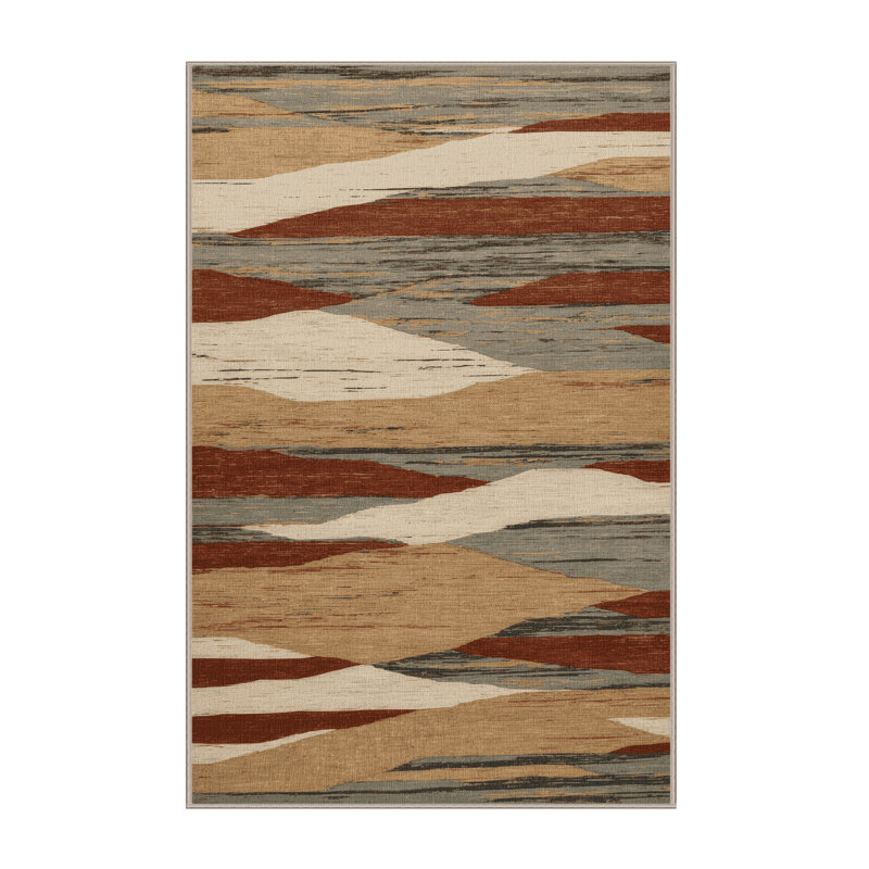 Machine Washable Nature Beige Area Rug, Rectangle 5' x 8'