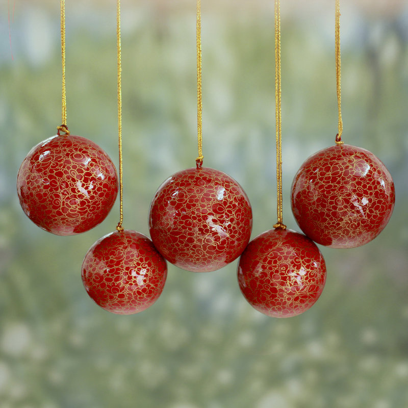 Ensemble d’ornement de noël en forme de noël 5 pièces papier mache