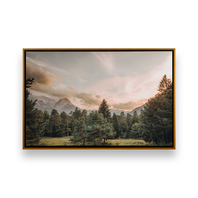 Impression sur toile roulée Twilight Alpine View, H 24,75 po x l 36,75 po x P 1,75 po, Cadre flottant or poli