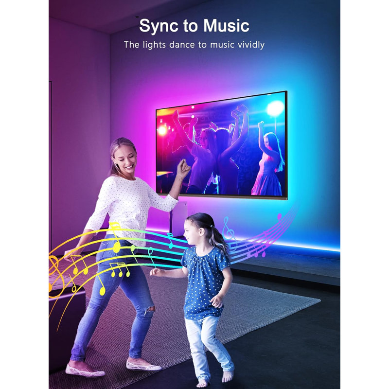  LED Lights for TV,TV LED Backlight, for 35-85 Inch TV, Music Sync TV LED Light with Bluetooth Function - RGB Color Changing Light Strip for Bedroom