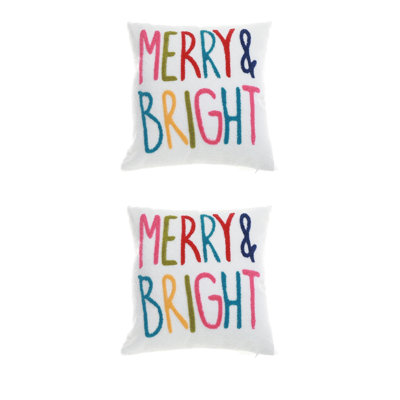 Coussin brodé en polyester (Merry & Bright) en polyester 380G - ensemble de 2