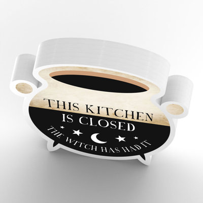 Shirleysburg The Kitchen Is Closed Witch Humour Wooden Cauldron Letter Block