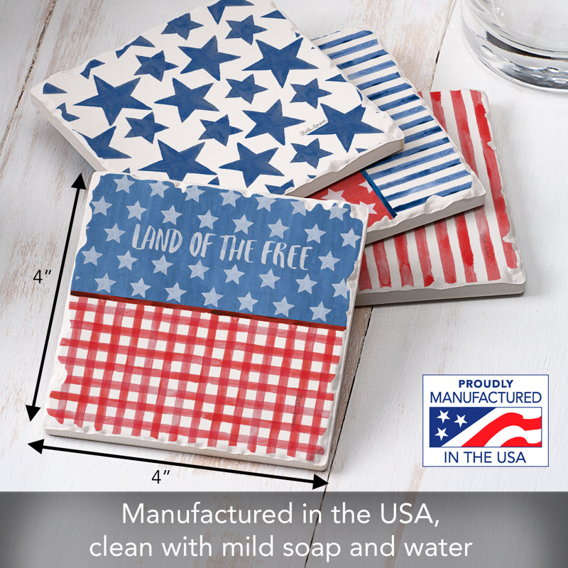Ensemble de 4 sous-verres à carreaux assortis de style Americana