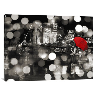 'A Kiss in the Night (BW)' by Loumer Photographic Print on Wrapped Canvas