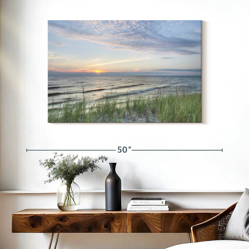 Coucher de soleil sur toile, H 26 po x l 39 po x P 1,25 po