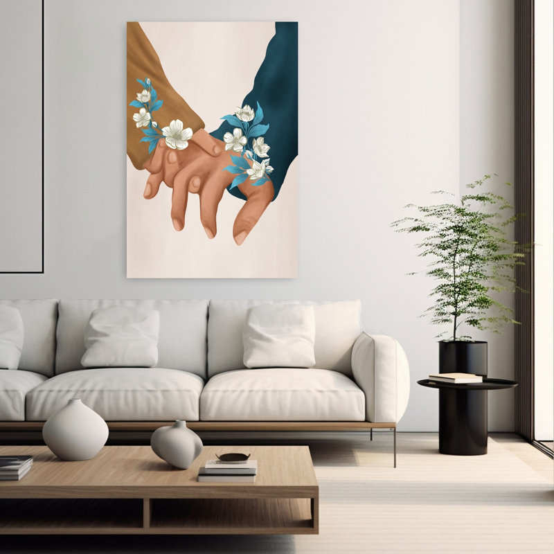 Art mural paysage floral abstrait délicat, H 60 po x l 40 po
