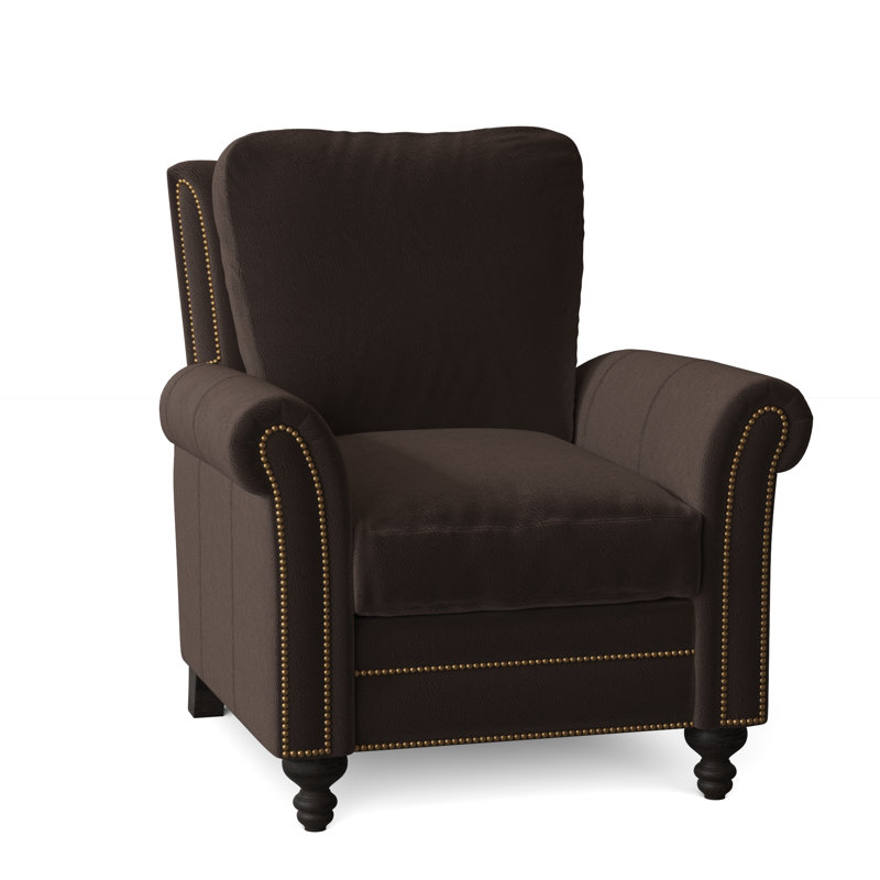 Richardson Recliner, Aline Light Gray Stonewash Genuine Leather, Cobblestone, French Natural