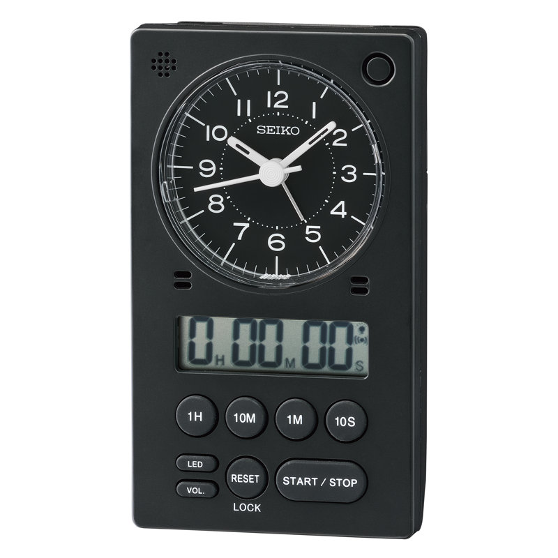 QHE190KLH Timer Clock, Black, Black