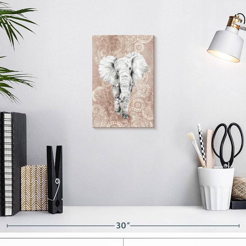 Éléphant à motif cachemire rose Brampt, H 12 po x l 8 po