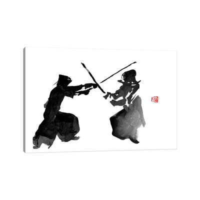 Kendo Fight by Péchane - Wrapped Canvas Painting