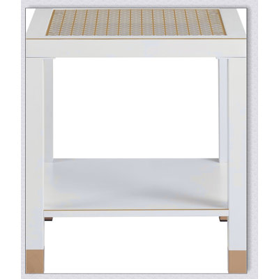 Table d'appoint carrée avec tablette, table d'appoint de style bohème pour le salon, table de bout en verre trempé avec structure en métal, table de chevet pour la chambre à coucher, 2 niveaux