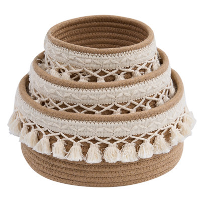 Ensemble de 3 paniers en corde de coton Anchie Panier de rangement Bohème