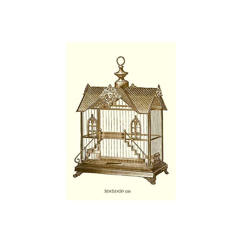 « orné de cages d’oiseaux brunes h », impression