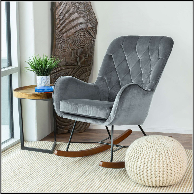 Chaise berçante Mid-Century moderne en gris foncé