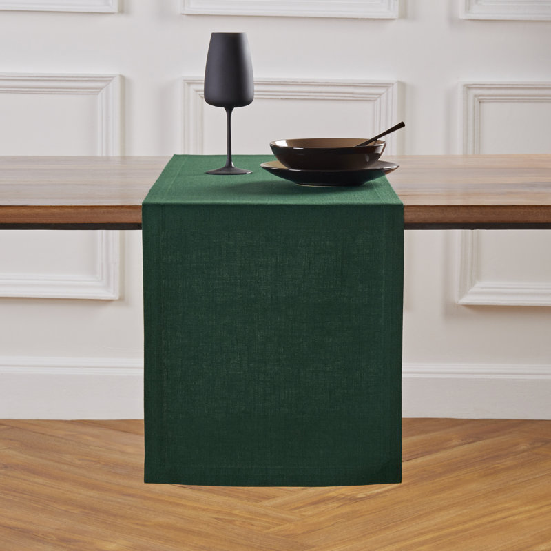 Diana - 100% Pure Linen Table Runner, 108" x 14", Evergreen