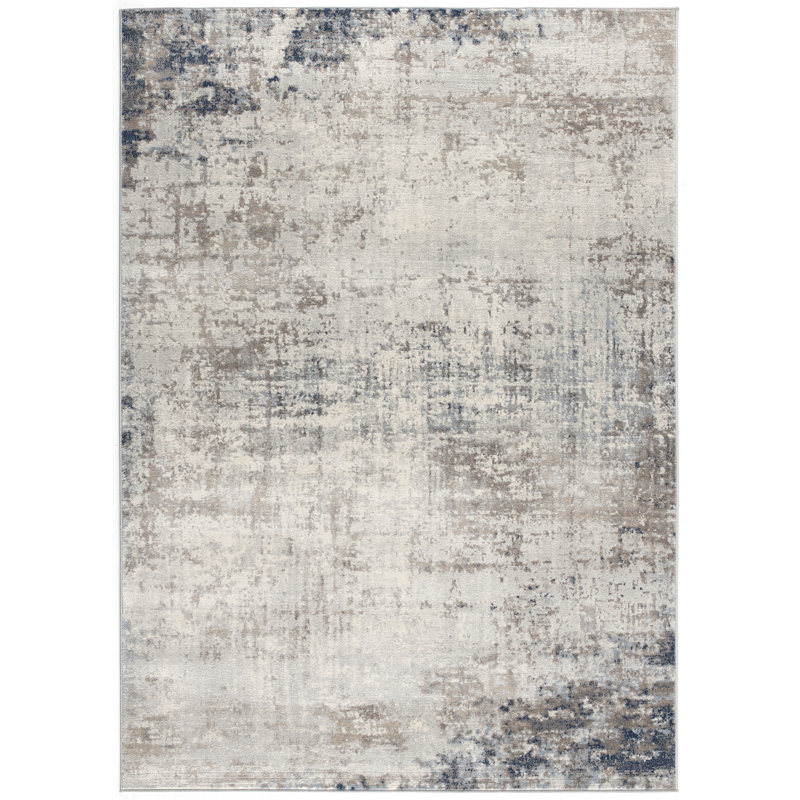 Rug Branch Maru 5' x 8' (5'3" x 7'7") Blue/Navy Abstract Indoor Area Rug, Contemporary, Low Pile, Stain-Resistant Carpet - Living Room, Bedroom, Dining Room, and Kitchen
