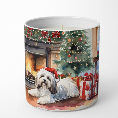 Bougie de Noël parfumée avec support en céramique