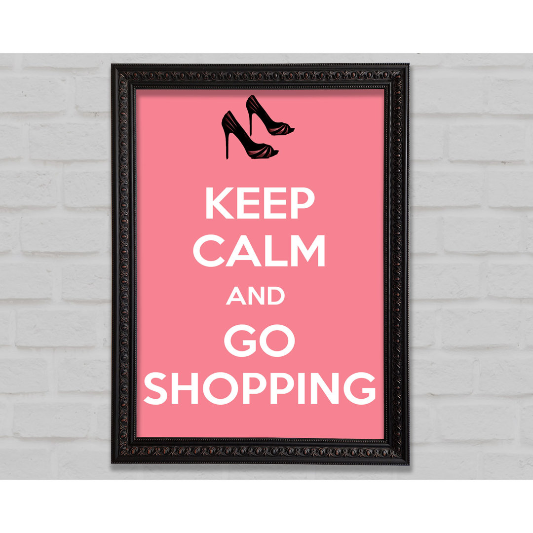 Mädchenzimmer Zitat Keep Calm And Go Shopping Pink - Druck