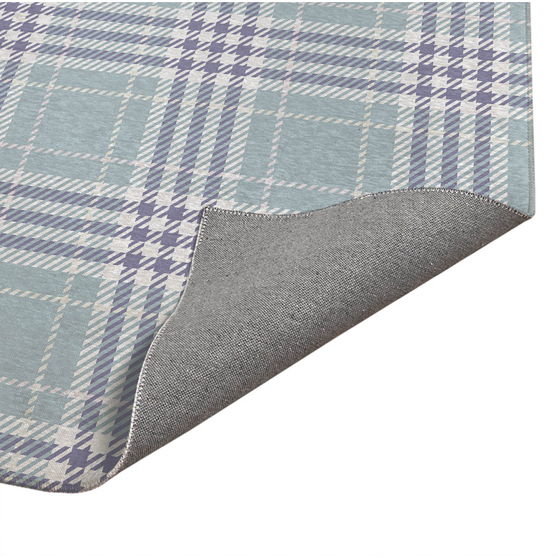 Plaid Indoor Doormat, Blue, 48" W x 72" L
