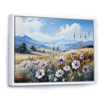 «Mauve bleuet dans un paysage de montagne», reproduction sur toile
