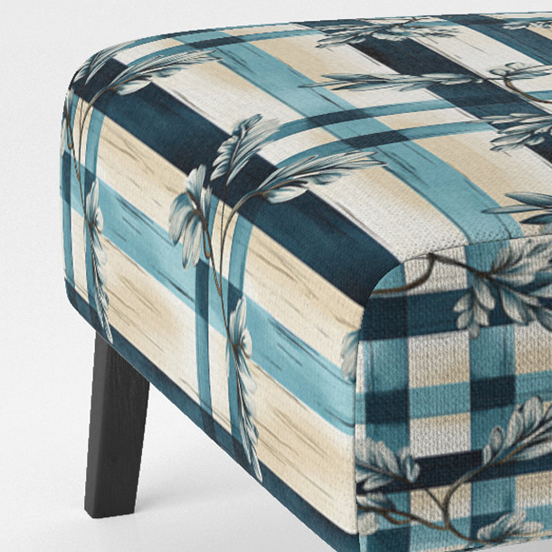 Nautical Vintage Floral Stripes - Fauteuil de chambre rembourré de style campagnard, fauteuil d'appoint à carreaux campagnard