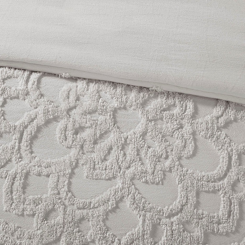 Literie en coton Lycan, Housse de couette double / grand + 2 taies décora, Gris