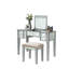 Meuble-lavabo et tabouret argentés 1 pièce, concept d'aspect transitionnel, 3 tiroirs de rangement, miroir central de 5 mm, concept de chambre à coucher en bois massif avec style, palette de couleurs et palette de couleurs