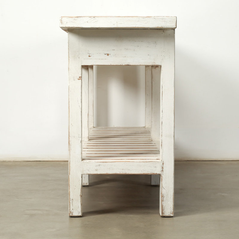 83'' W Solid Wood Console Table, White