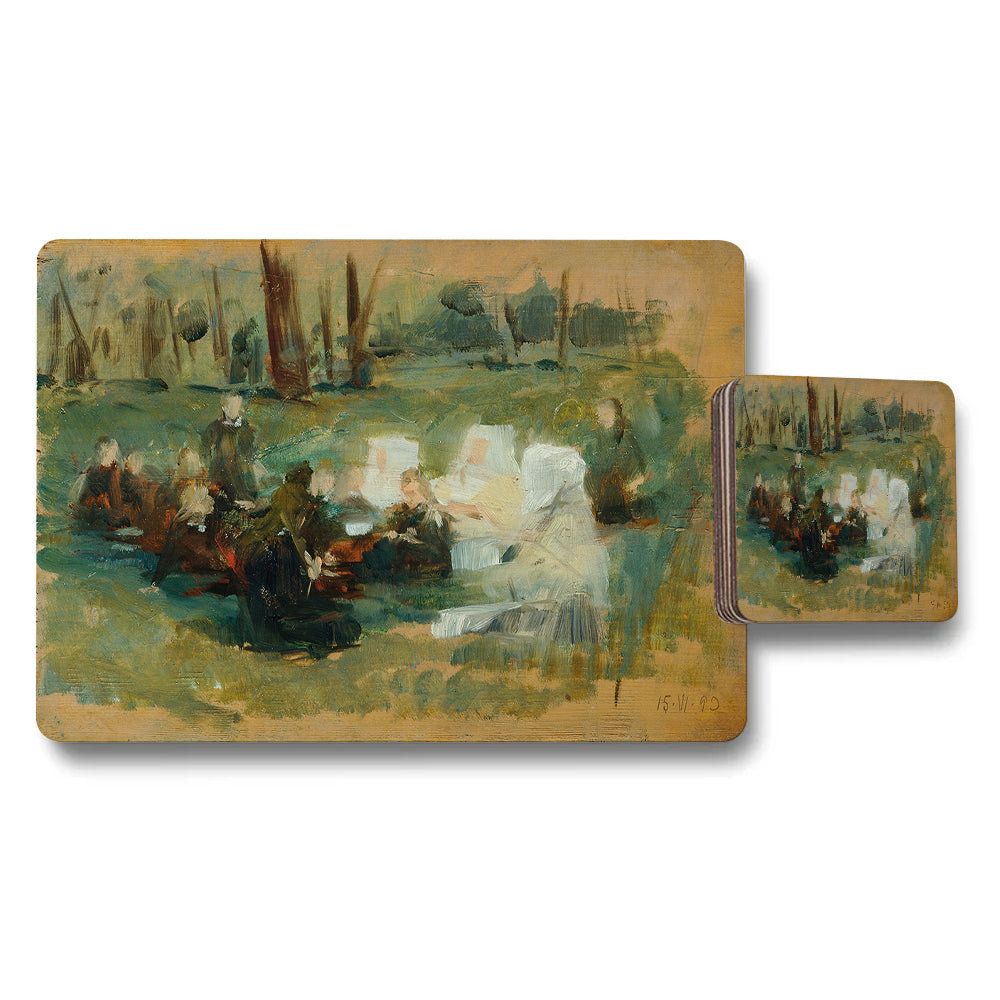 Impressionist Placemats And Coaster Set With Outdoor Scene Artwork