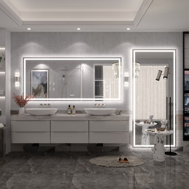 Miroir de salle de bain Molly Framelss, 72 po x 32 po, Transparent