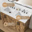 Meuble-lavabo à double cuve brun rustique Linsay