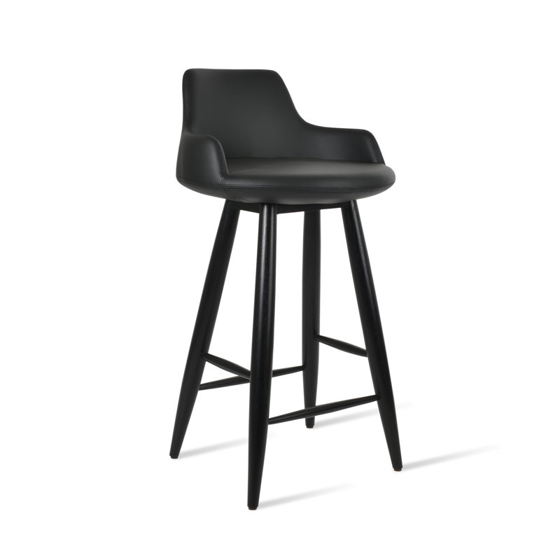 Dervish Baba Counter & Bar Stool, Black, Wenge, Bar Stool (29.5" Seat Height)