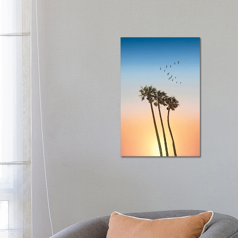 Palm Trees At Sunset by Melanie Viola - Wrapped Canvas Print, 66.04 cm H x 45.72 cm W x 1.91 cm D