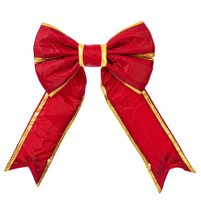 36" Red-Gold Nylon Outdoor Christmas Bow