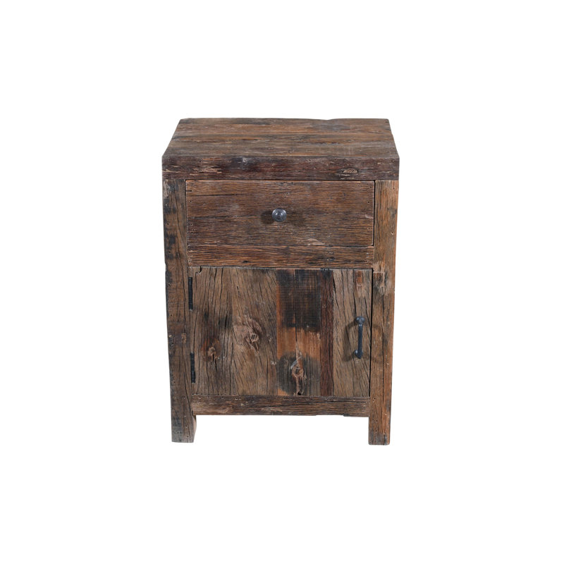 Armoire en bois avec 1 tiroir et 1 porte, H 27,5 po x L 20 po x l 14 po
