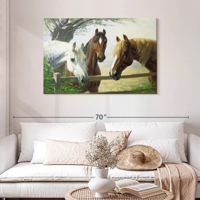 Old Friends Horses, H 30 po x l 45 po