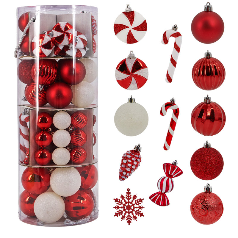 Ensemble de décorations d'arbre de Noël rouge et blanc Miluhome