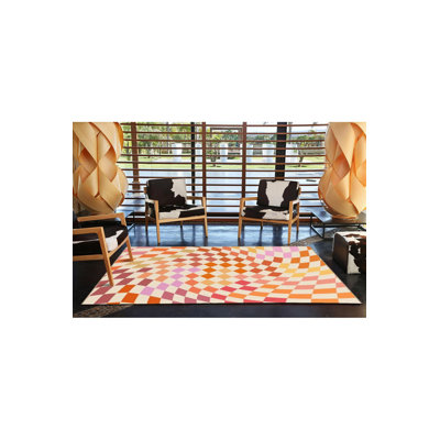 Tapis décoratif multicolore à motif géométrique carré lavable à la machine