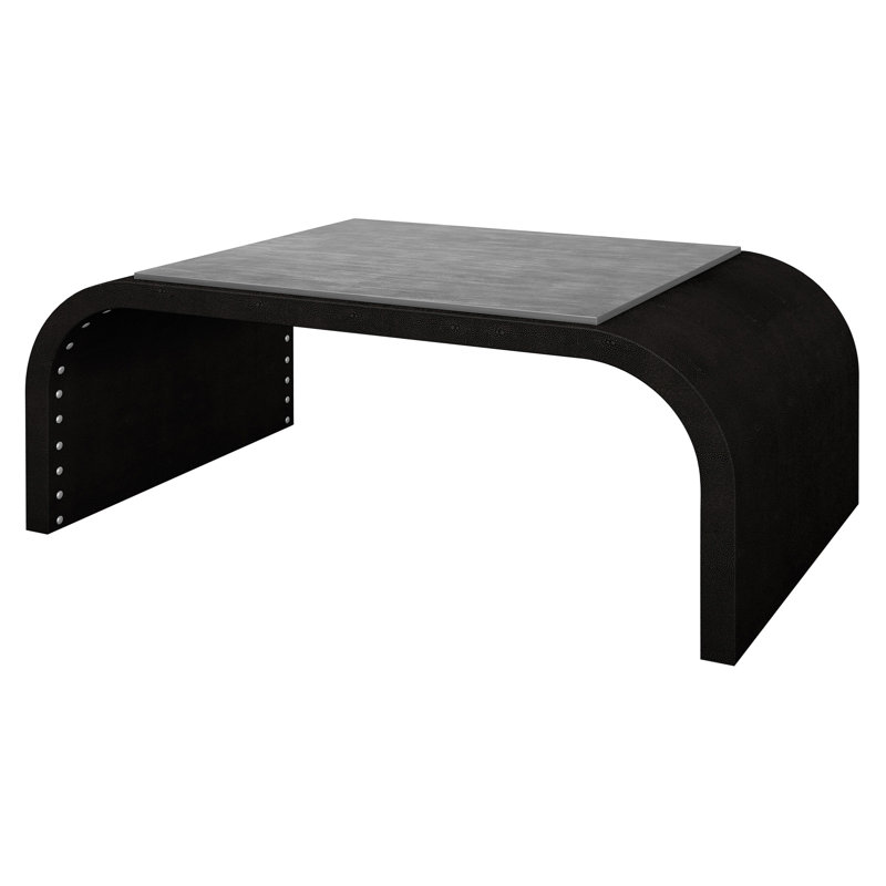 Table basse Dann Foley Lifestyle - Ragavan - Cool Waterfall Shagreen, Plateau gris délavé / base noire