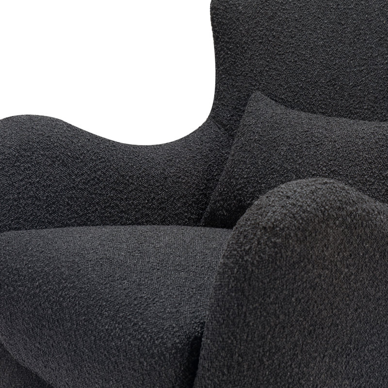Solstice Swivel Glider in Boucle, Black Boucle