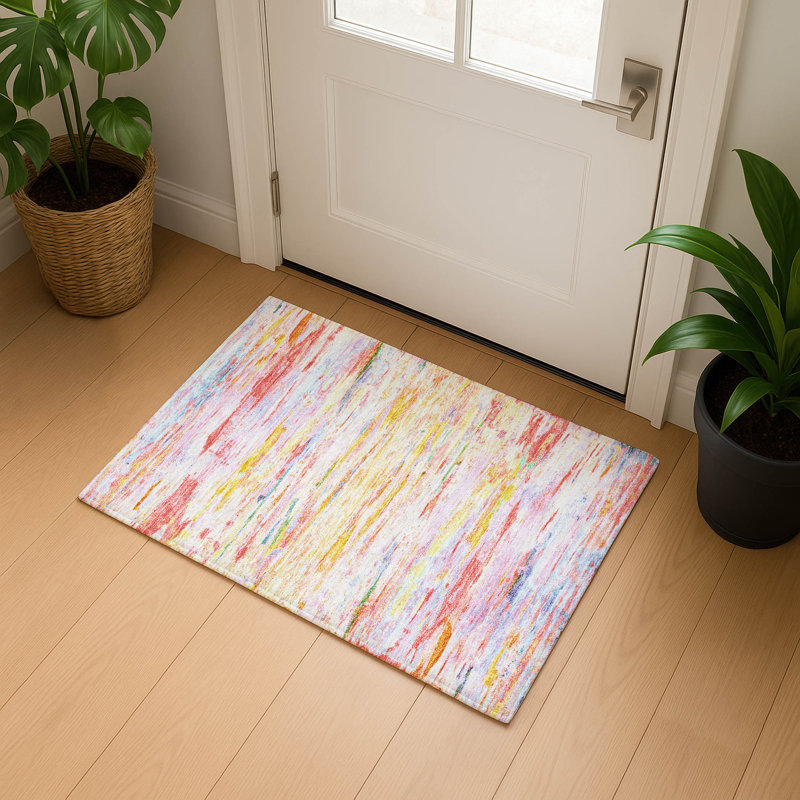 Premium Machine Washable Pirtle Abstract Rug, Rectangle 1'8" x 2'6"