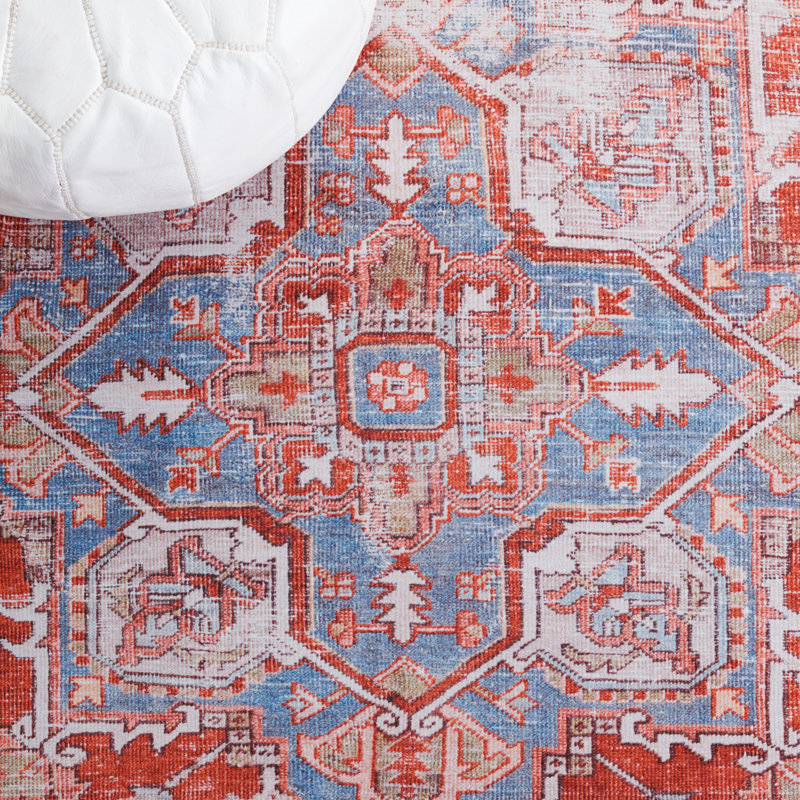 Tapis oriental rouille / bleu, Carré de 6 pi