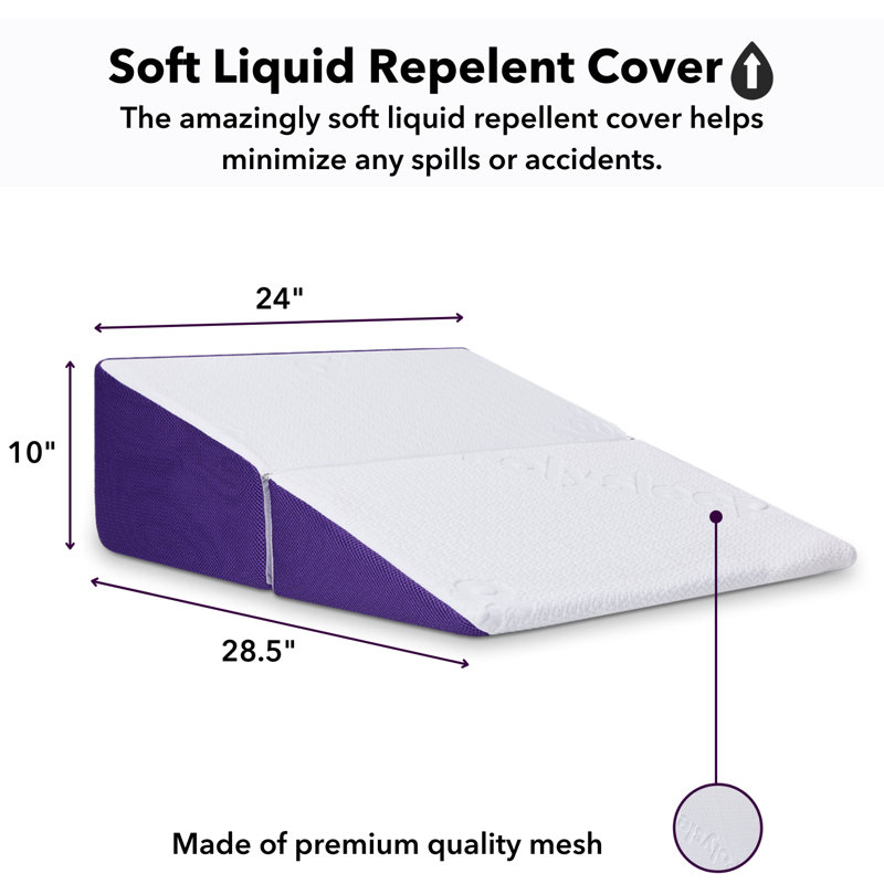 Polysleep Wedge Pillow With Kulkote Cooling Layer - 100% Made In Canada With Antimicrobial Hybrid Foam - For Sleep Apnea, Acid Reflux, Snoring