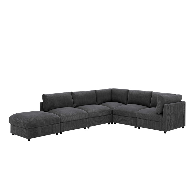 Canapé modulaire réversible en velours côtelé, Velours côtelé gris foncé, H 33 po x l 98 po x P 126,5 po