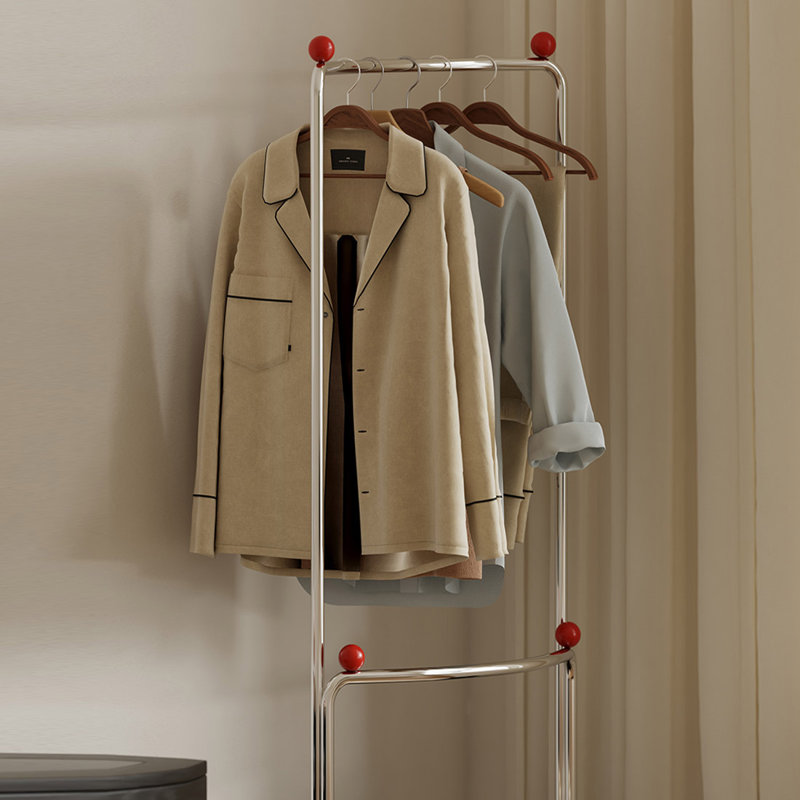 Porte-manteau en acier inoxydable avec roulettes intégrées, Noir
