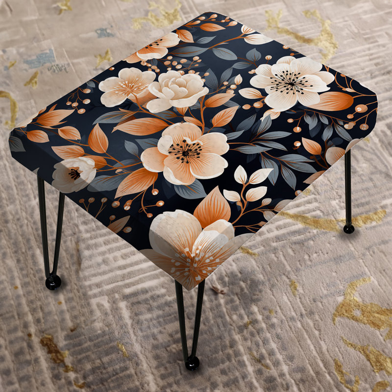 Motif floral rétro nostalgie pêche - Repose-pieds rectangulaire floral