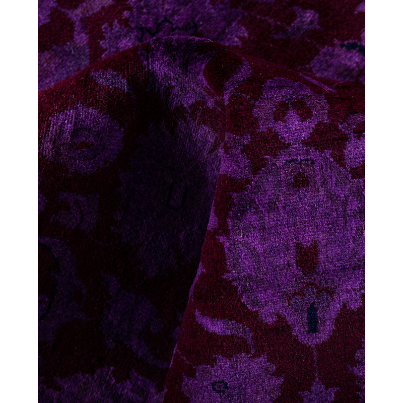 Overdyed Hand-Knotted Wool Modern-Contemporary Purple Area Rug 3' 2" x 5' 4"