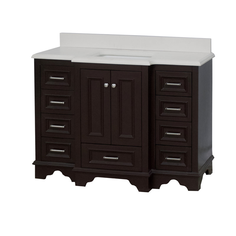Loughlam 48'' Single Bathroom Vanity with Top, Chocolate, Quartz